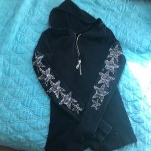 Hooded half zip sweatshirt